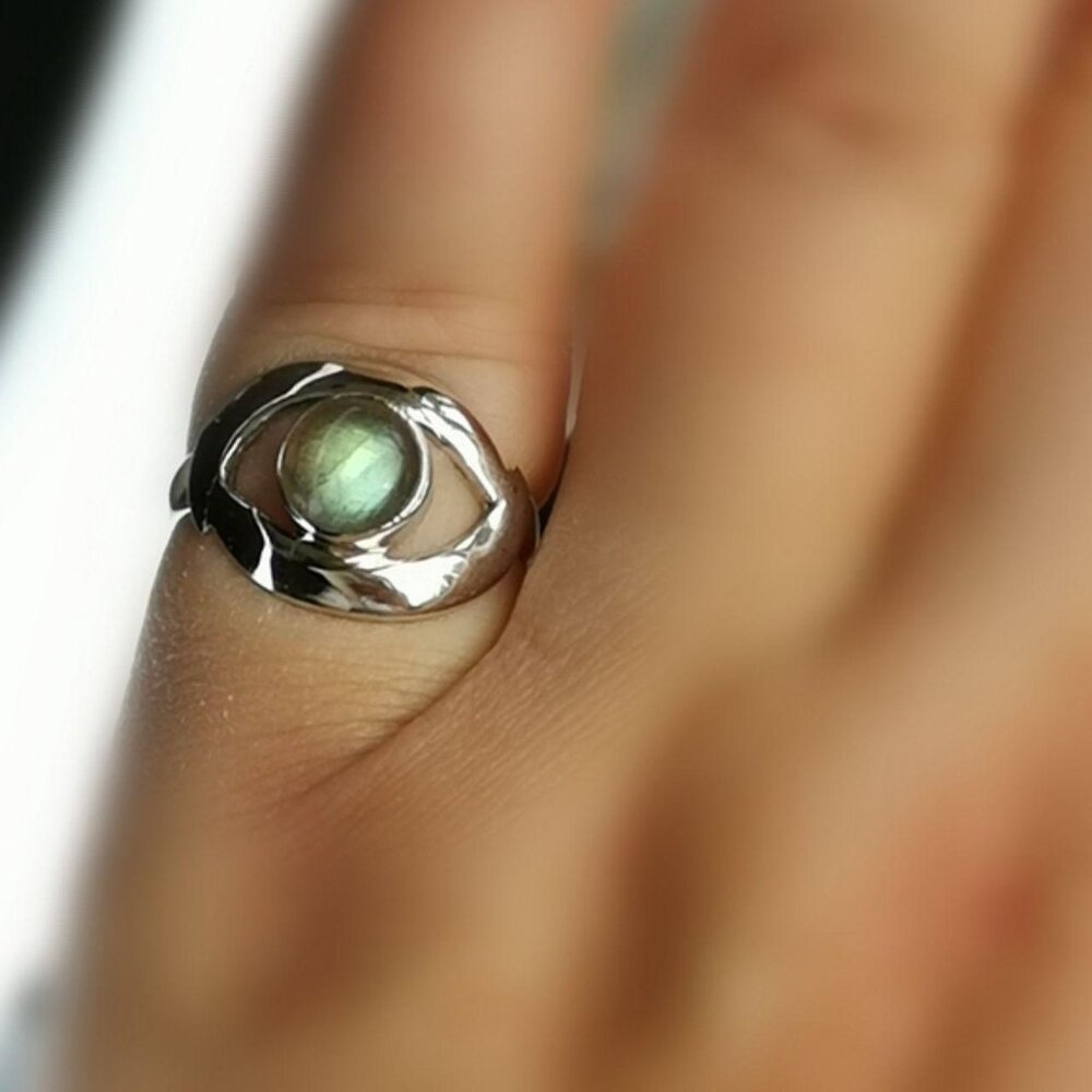 Pastel Green Labradorite Sterling Silver Ring Size 6.5 - Picture 5 of 5